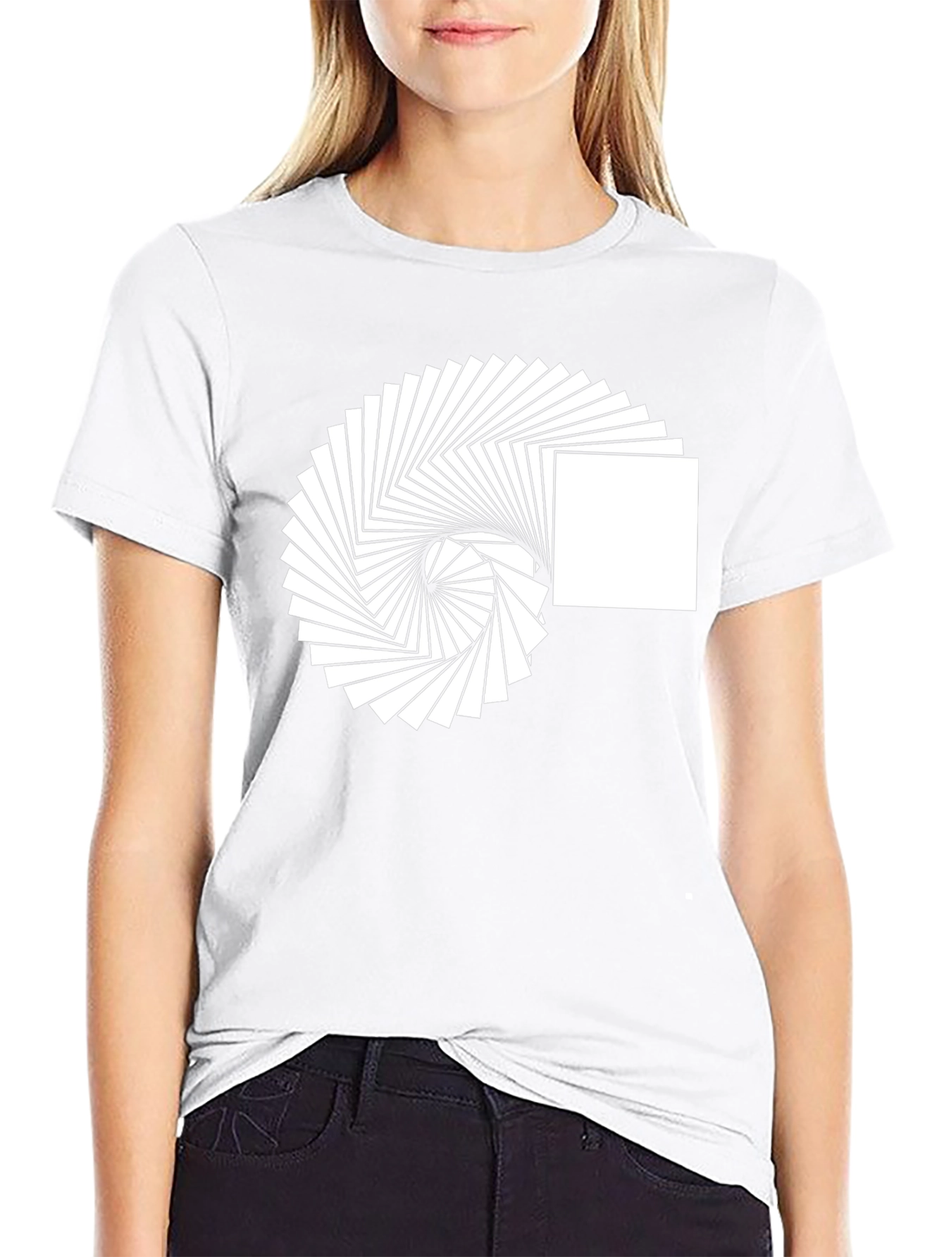 Abstract Square Spiral Graphic Tee - Modern Design Shirt