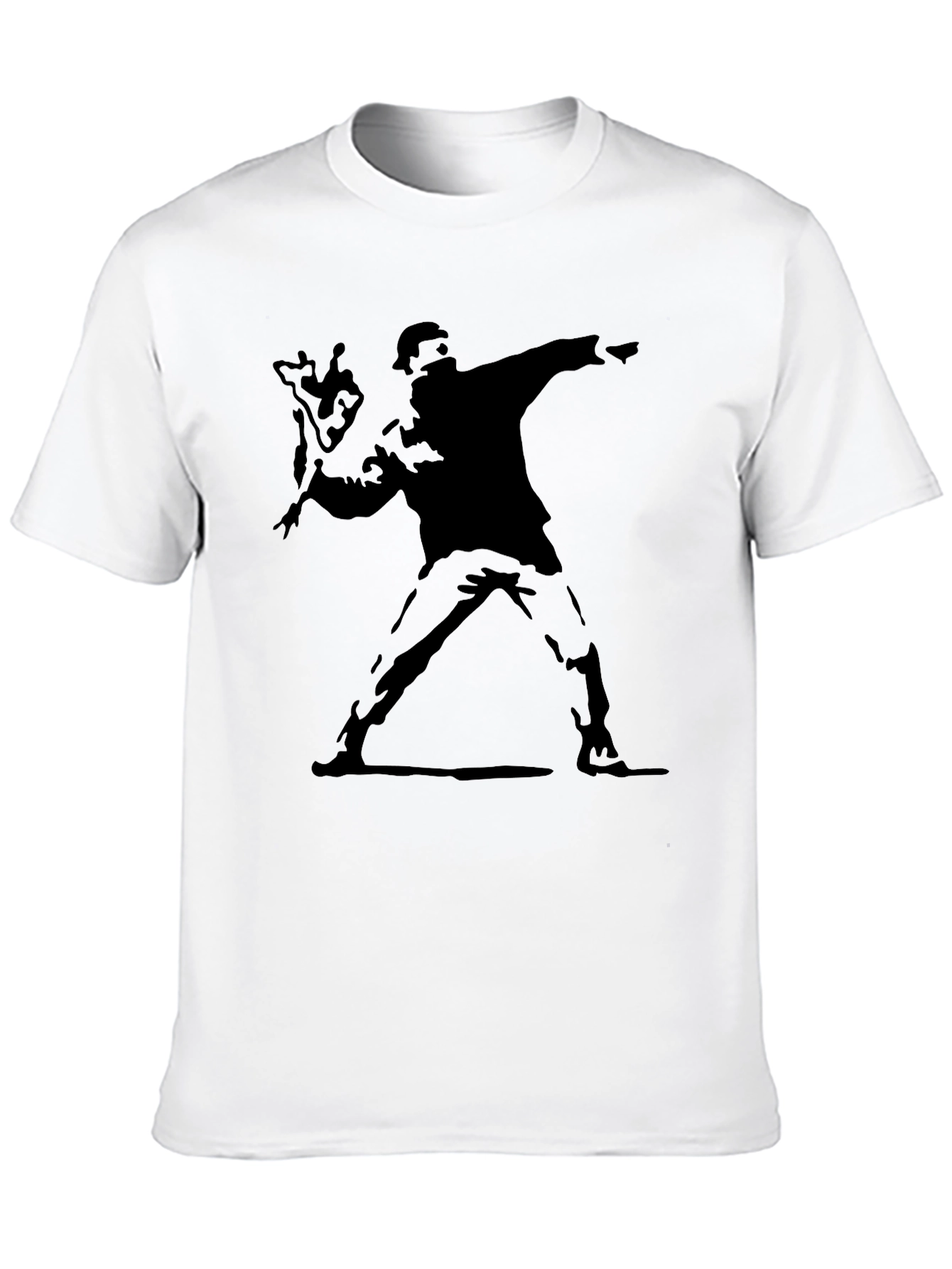 Banksy Flower Thrower Graphic Tee - Black