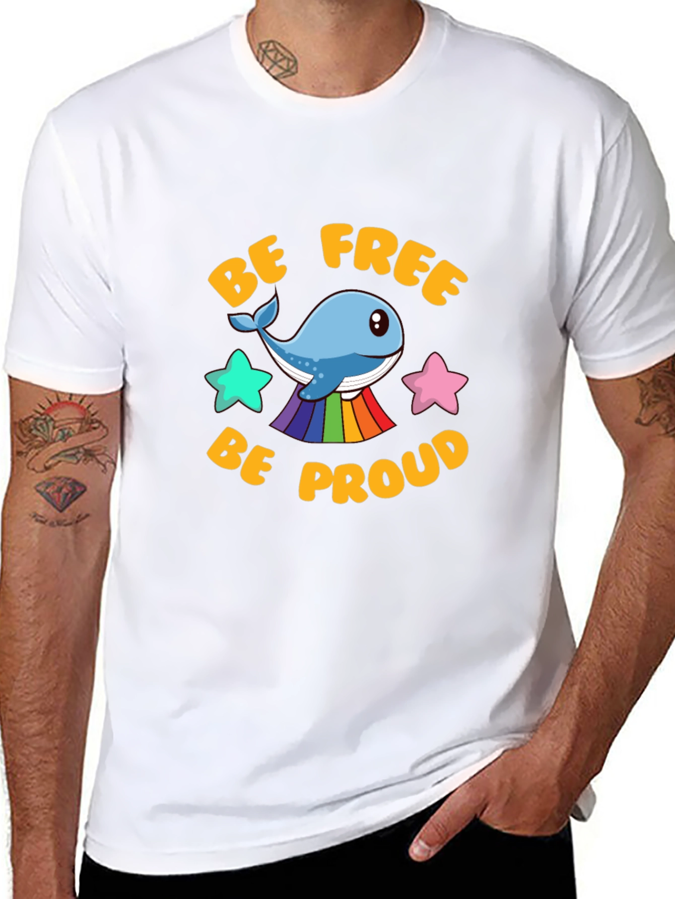 Be Free Be Proud Whale LGBTQ+ Pride T-Shirt