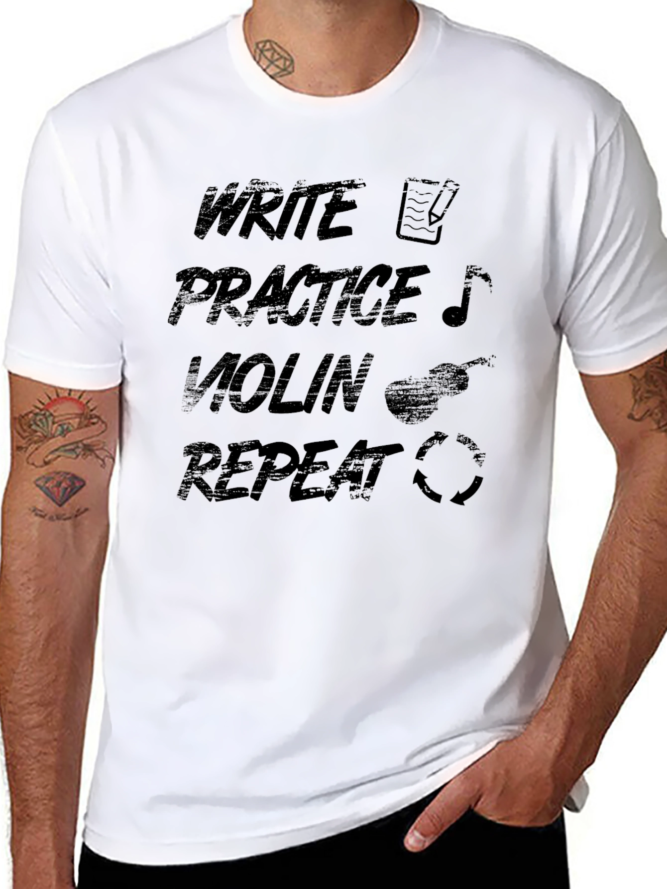 Write Practice Violin Repeat Black T-Shirt