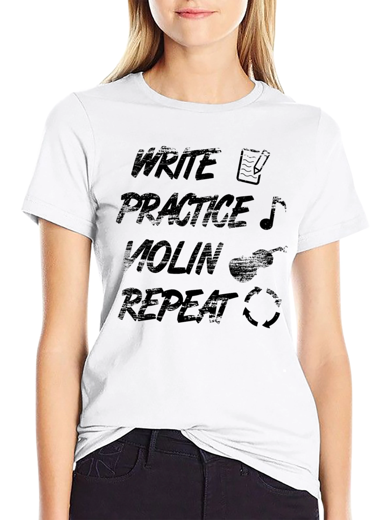 Write Practice Violin Repeat Black T-Shirt