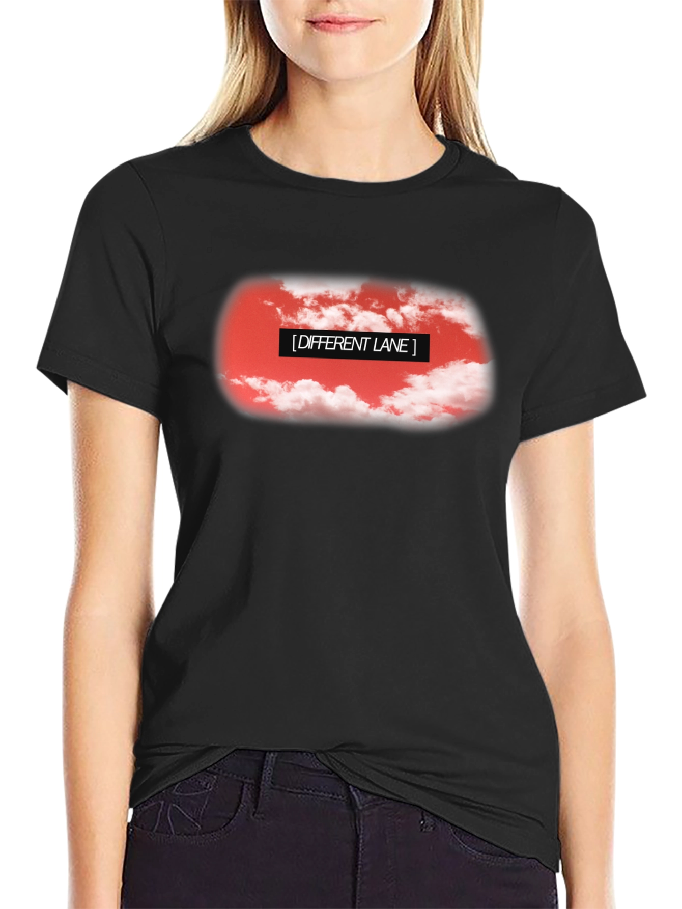 Different Lane Graphic Black T-Shirt