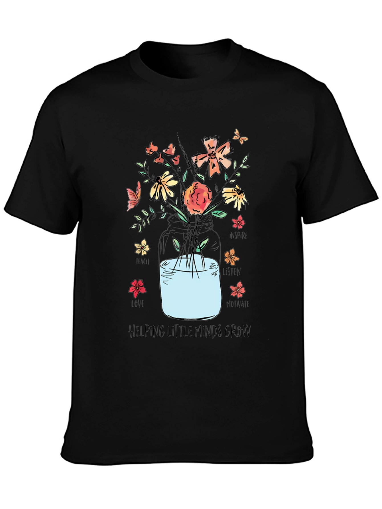 Floral Teacher Shirt - Helping Little Minds Grow