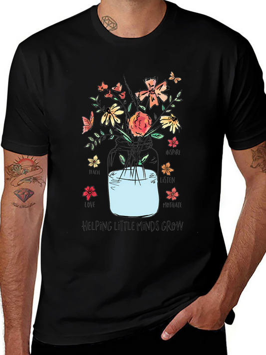 Floral Teacher Shirt - Helping Little Minds Grow