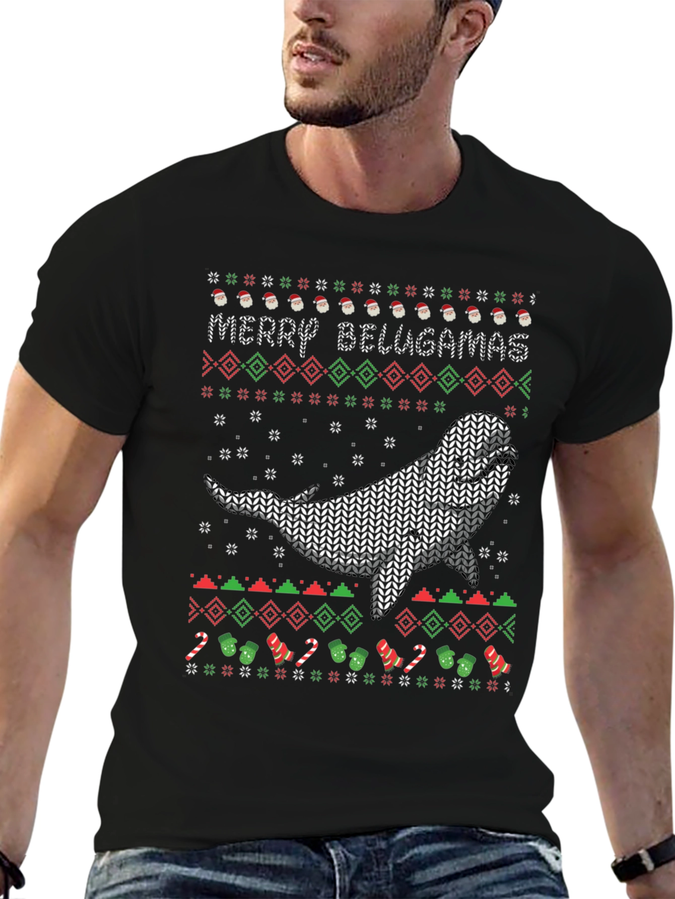 Merry Belugamas Ugly Christmas Sweater T-Shirt