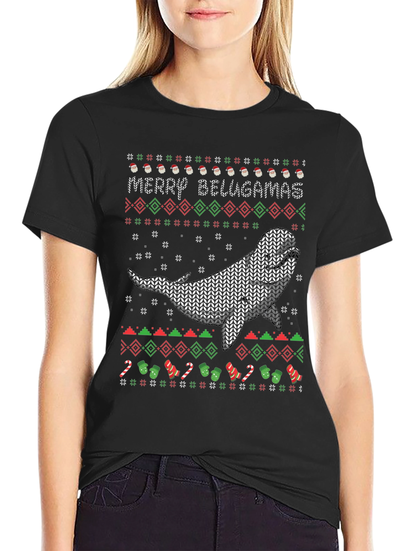 Merry Belugamas Ugly Christmas Sweater T-Shirt