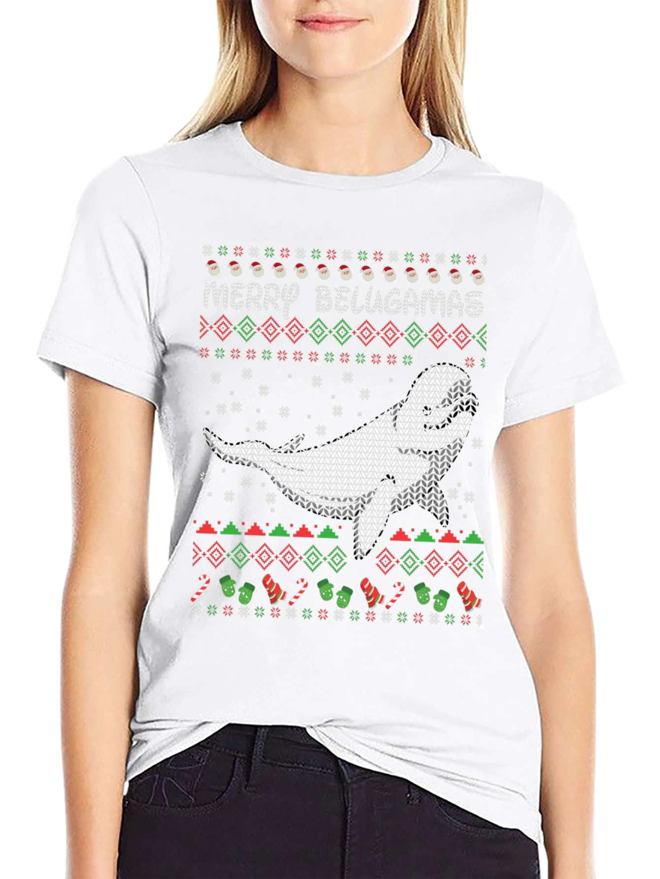 Merry Belugamas Ugly Christmas Sweater T-Shirt