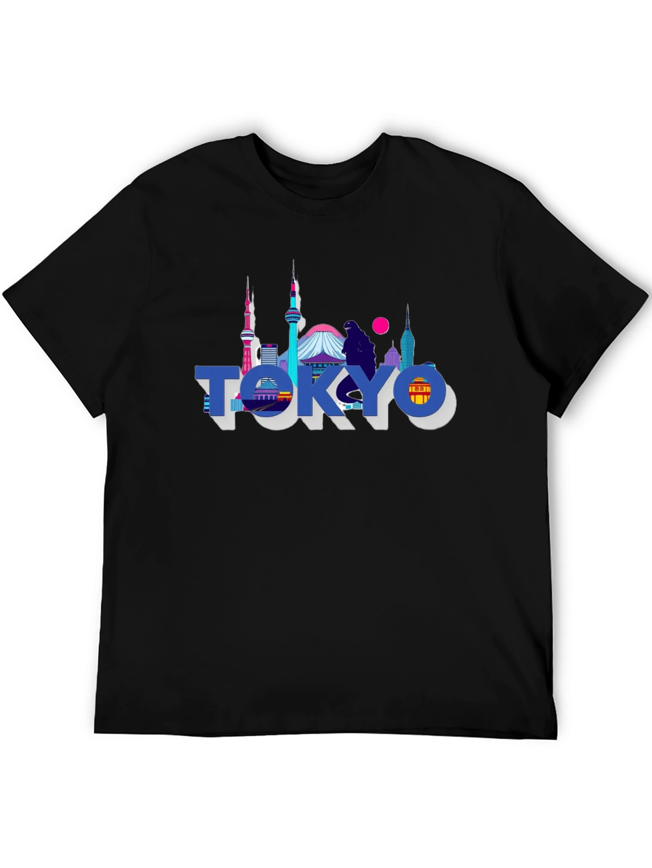 Tokyo Skyline Graphic Print Black T-Shirt