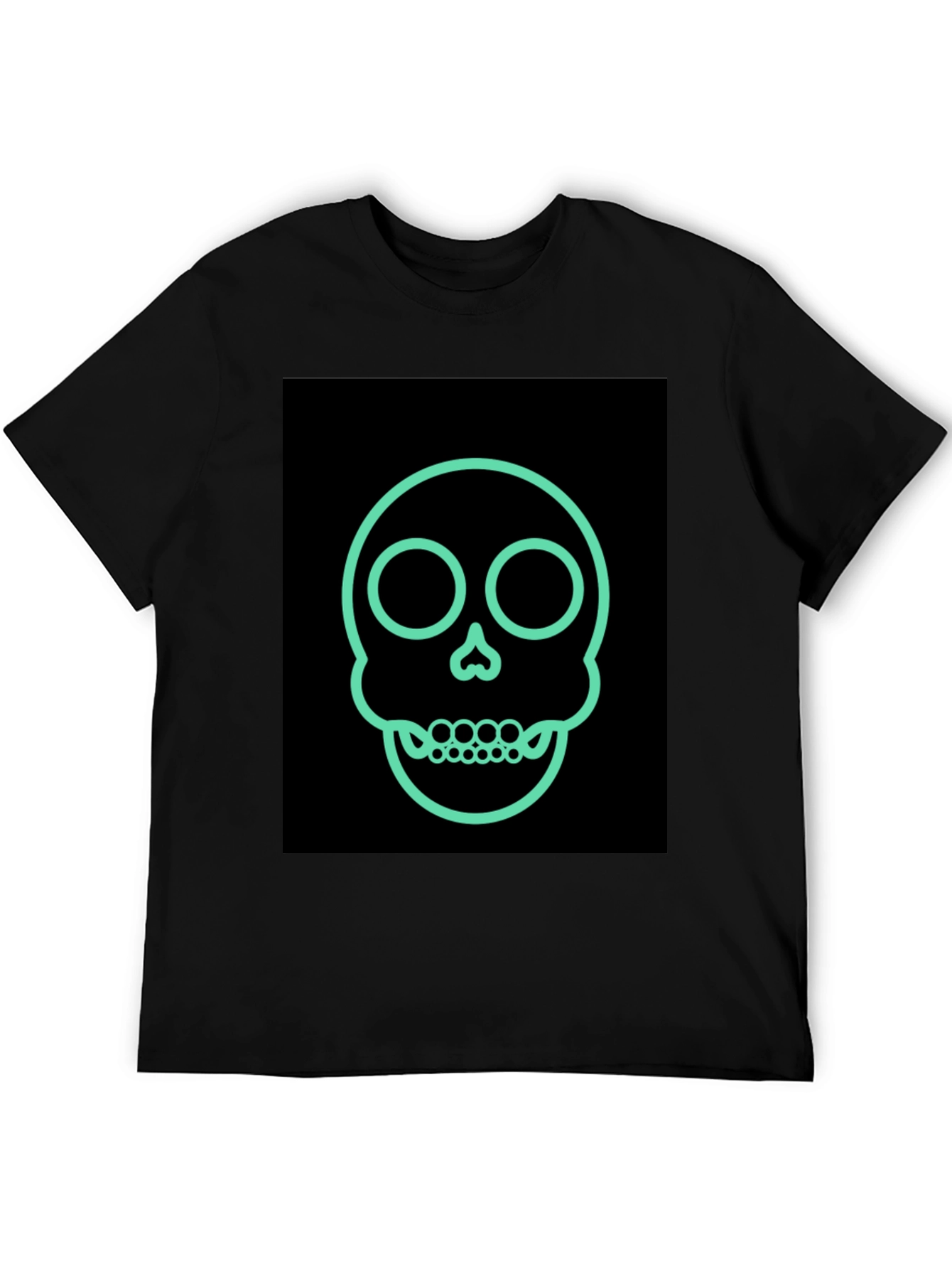 Skull Outline Graphic Tee - Edgy Fashion