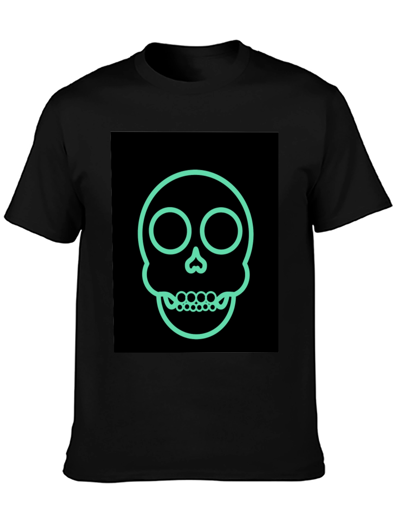 Skull Outline Graphic Tee - Edgy Fashion