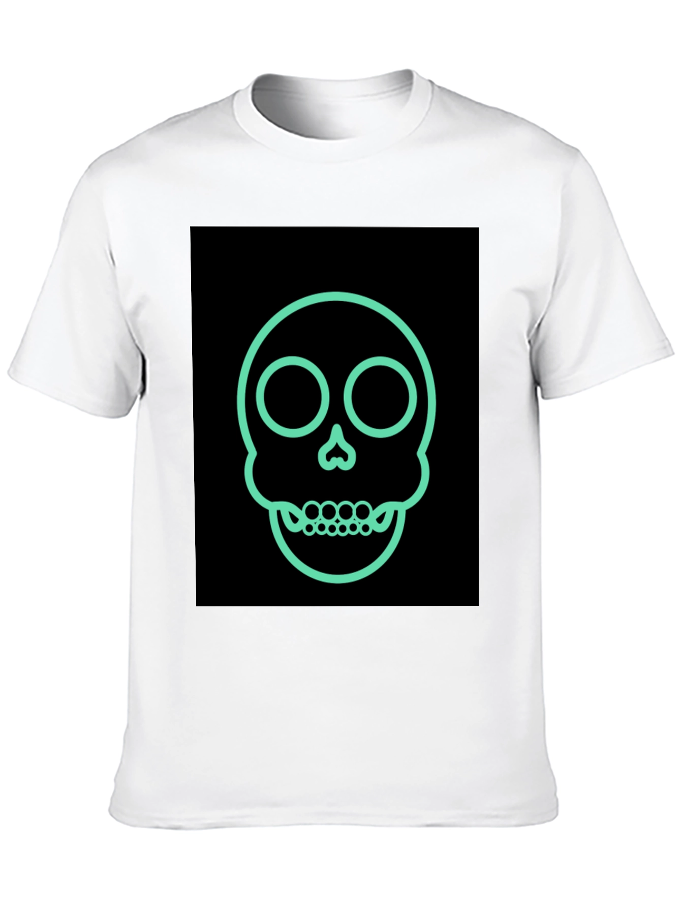 Skull Outline Graphic Tee - Edgy Fashion