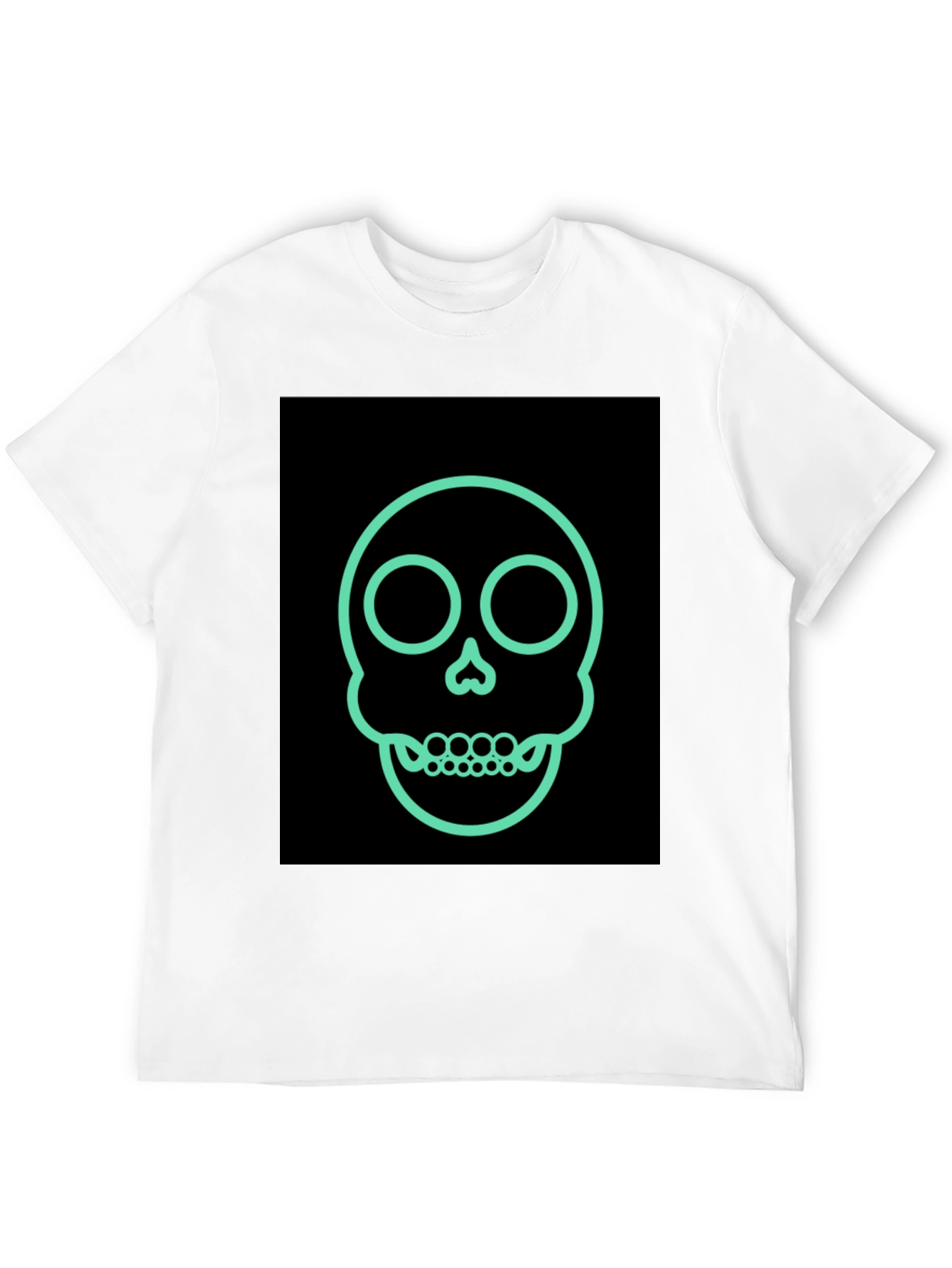 Skull Outline Graphic Tee - Edgy Fashion