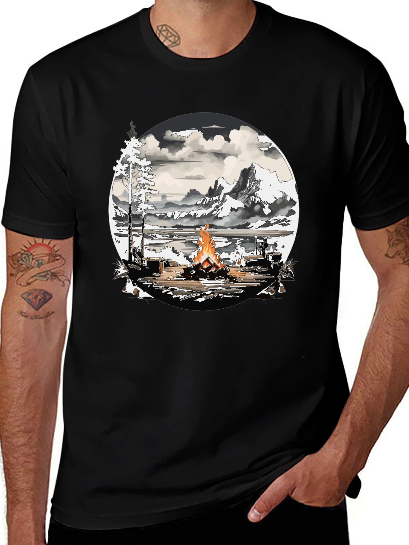 Camping Fire Graphic Tee