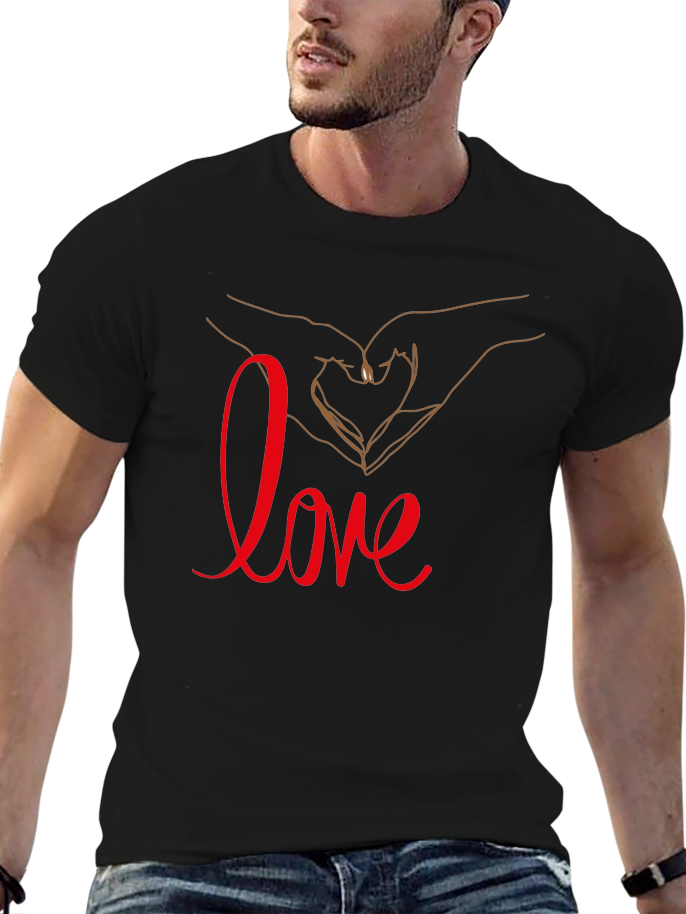 Love Hand Heart Graphic T-Shirt - Casual & Stylish