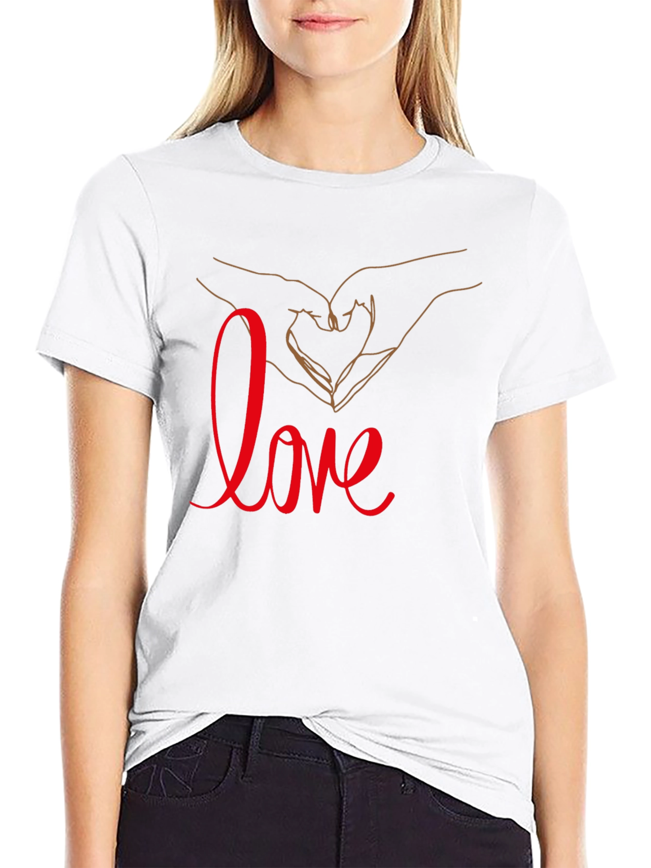 Love Hand Heart Graphic T-Shirt - Casual & Stylish