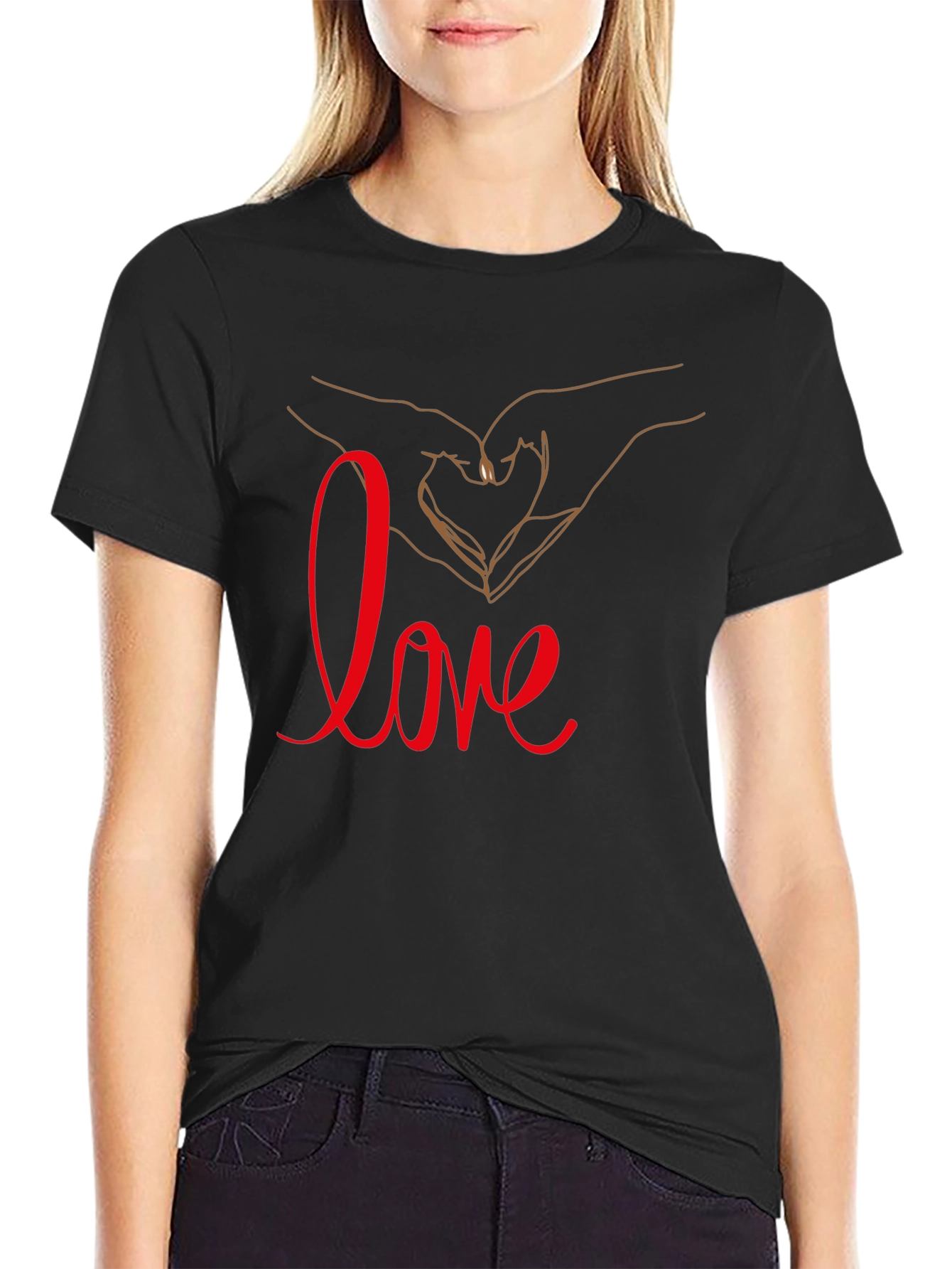 Love Hand Heart Graphic T-Shirt - Casual & Stylish