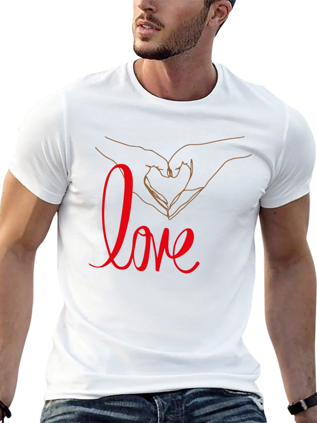 Love Hand Heart Graphic T-Shirt - Casual & Stylish