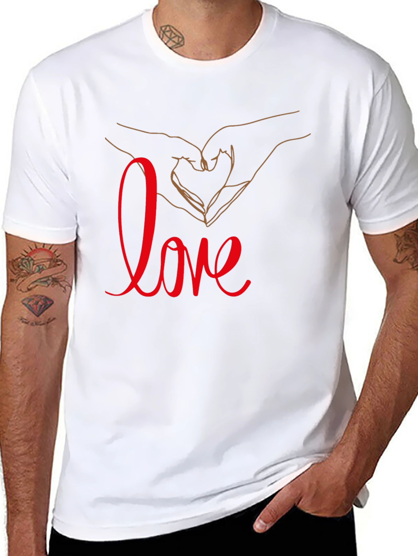 Love Hand Heart Graphic T-Shirt - Casual & Stylish