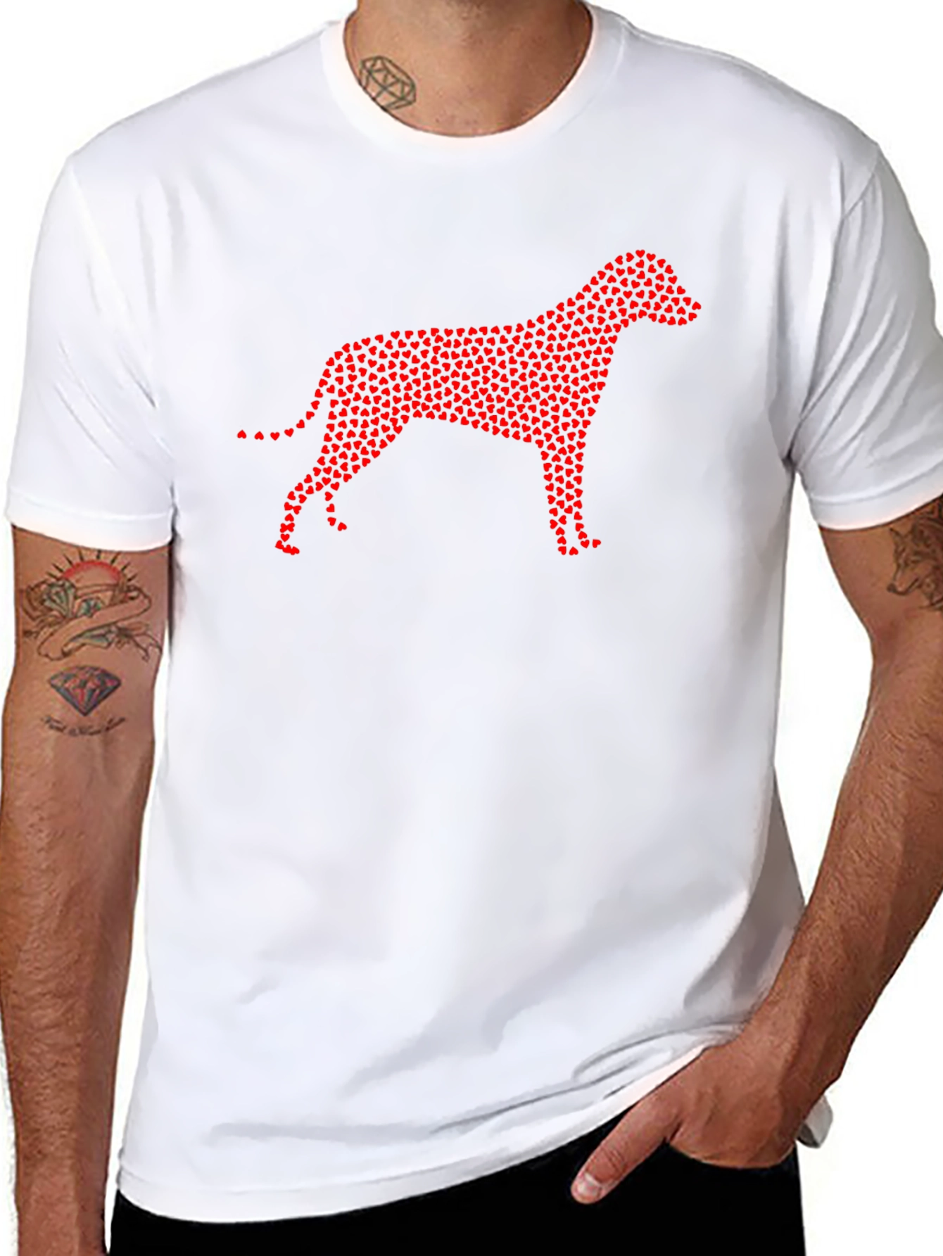 Heart Dog Graphic Tee - Stylish Mens Black T-Shirt