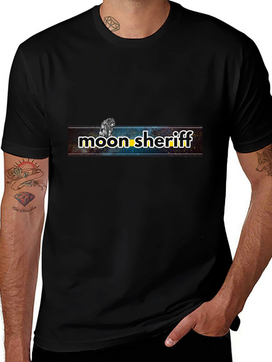 Moon Sheriff Graphic T-Shirt - Black Cotton Blend