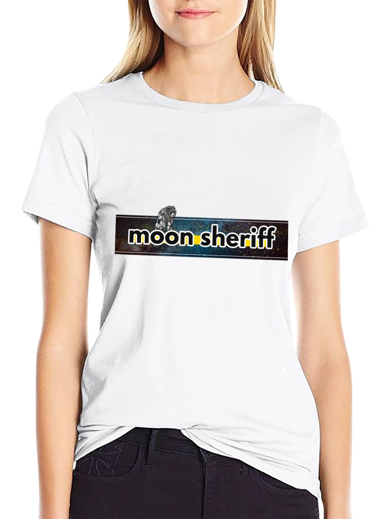 Moon Sheriff Graphic T-Shirt - Black Cotton Blend