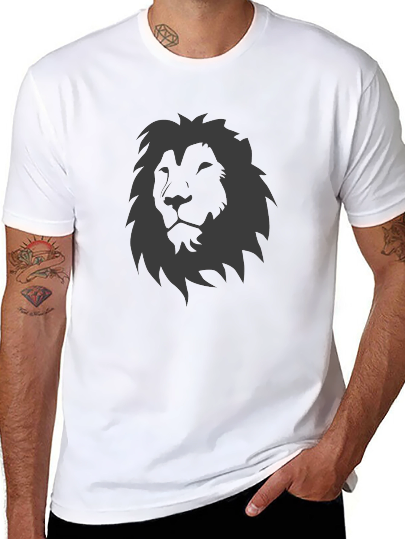 Lion Graphic Tee - Black T-Shirt for Men