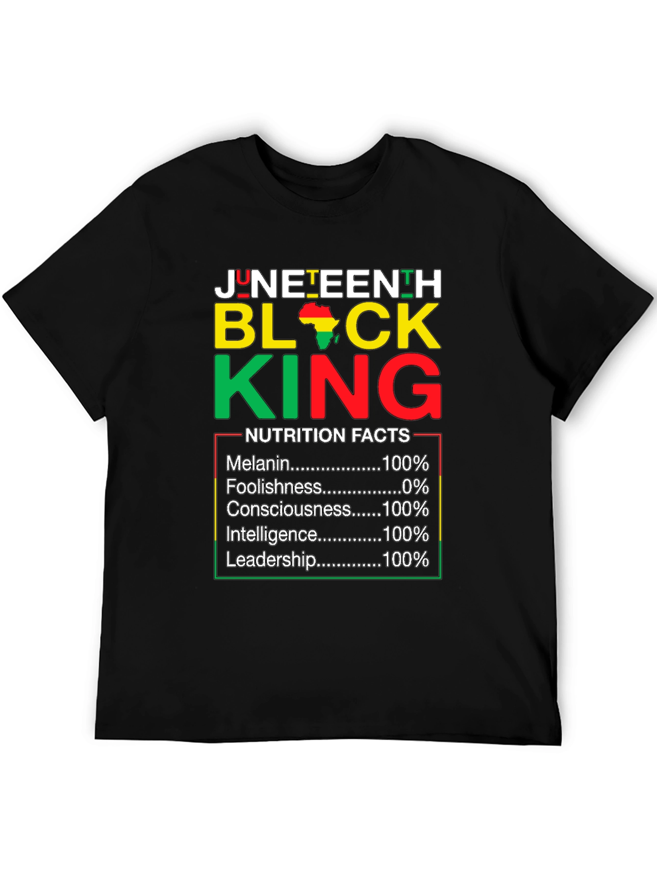 Juneteenth Black King Nutrition Facts T-Shirt