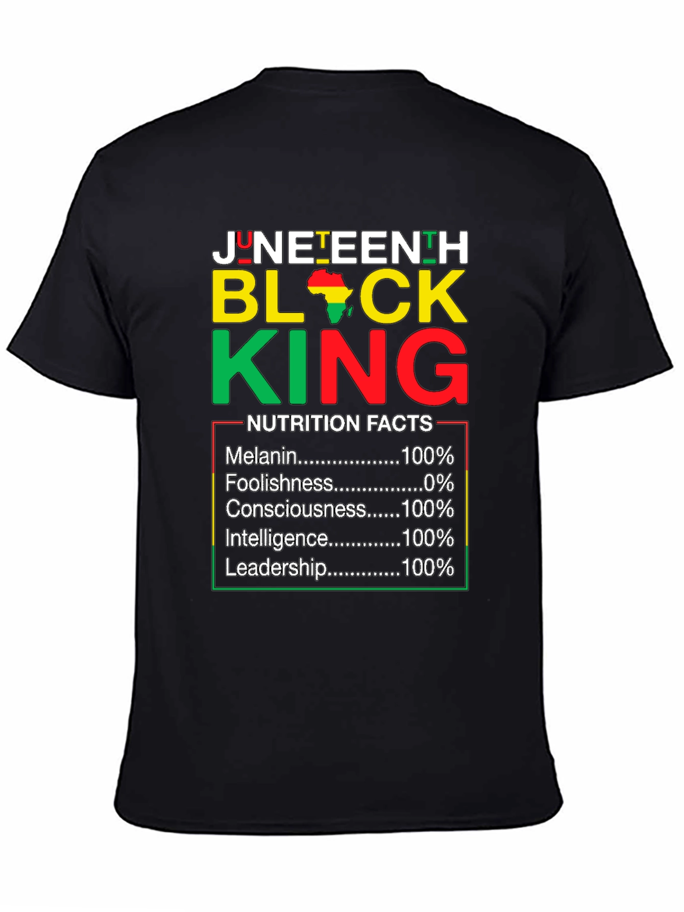 Juneteenth Black King Nutrition Facts T-Shirt