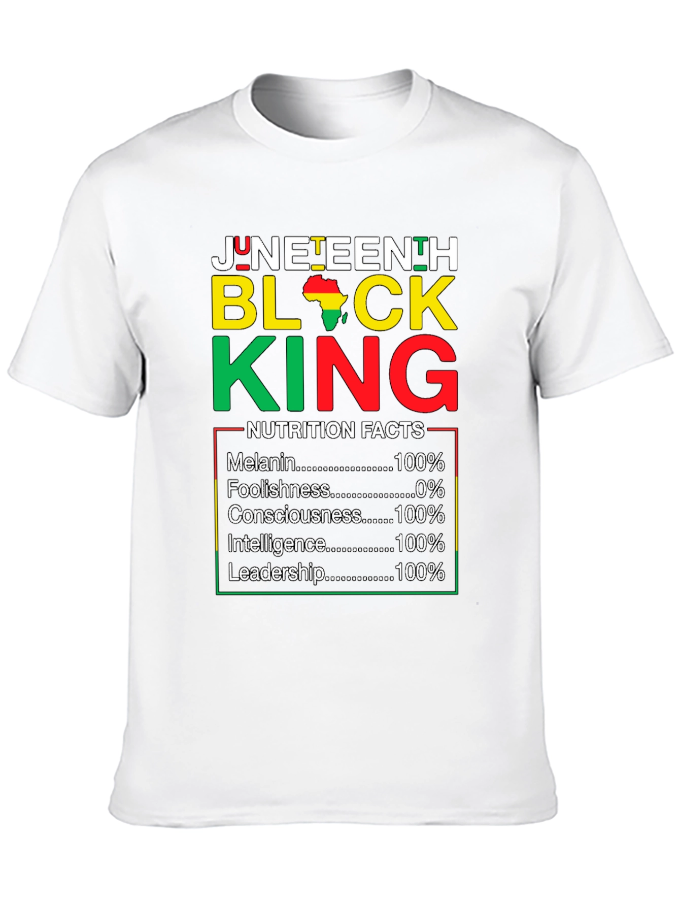 Juneteenth Black King Nutrition Facts T-Shirt