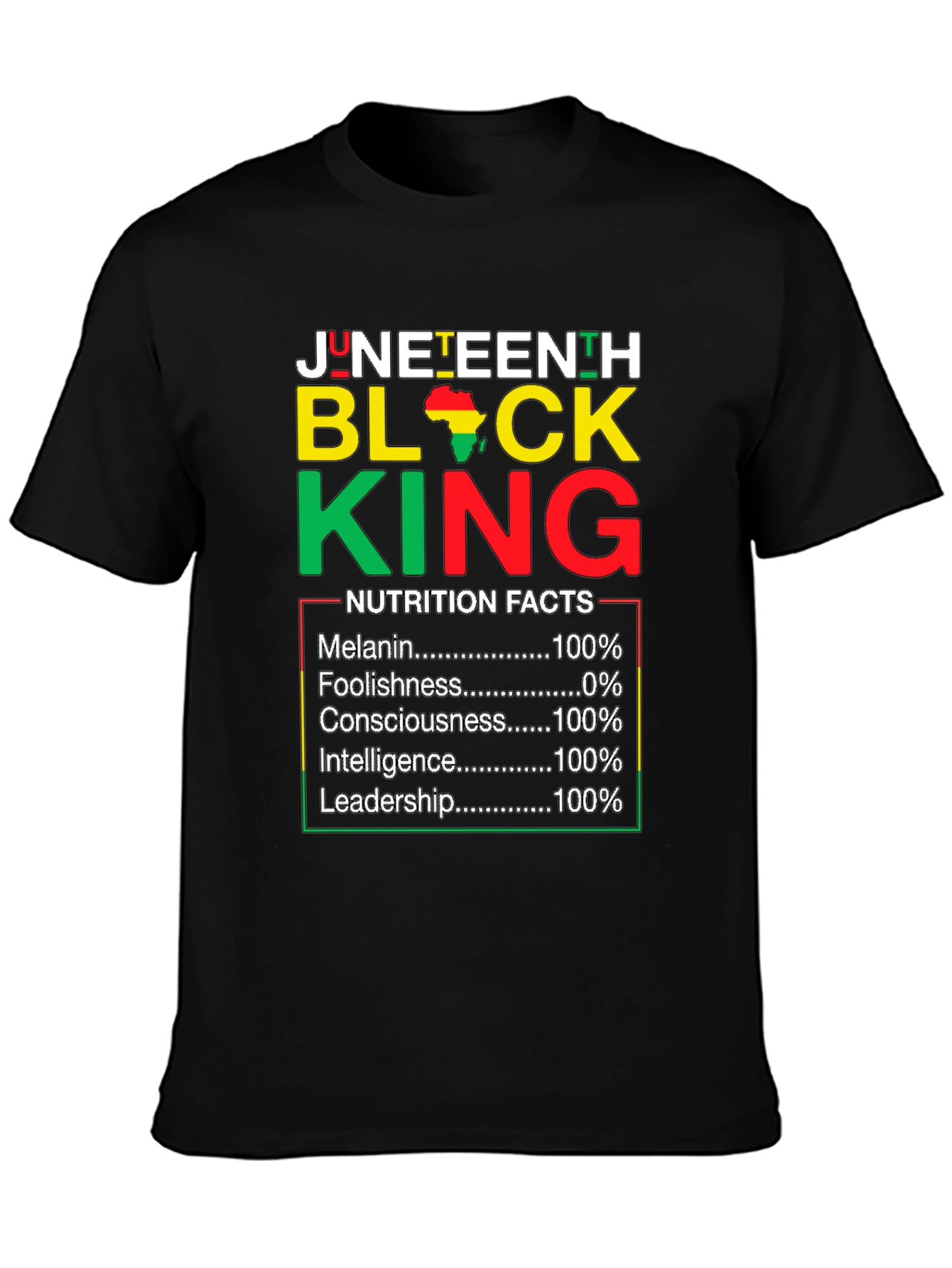 Juneteenth Black King Nutrition Facts T-Shirt