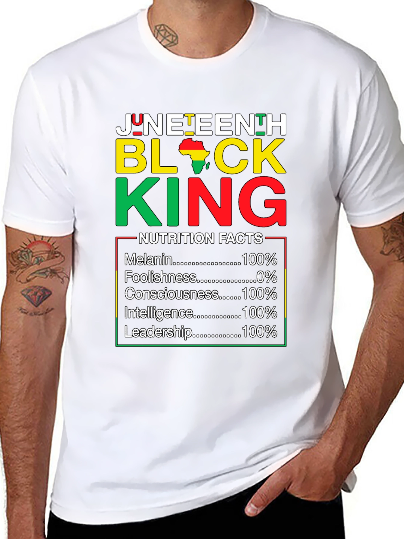 Juneteenth Black King Nutrition Facts T-Shirt