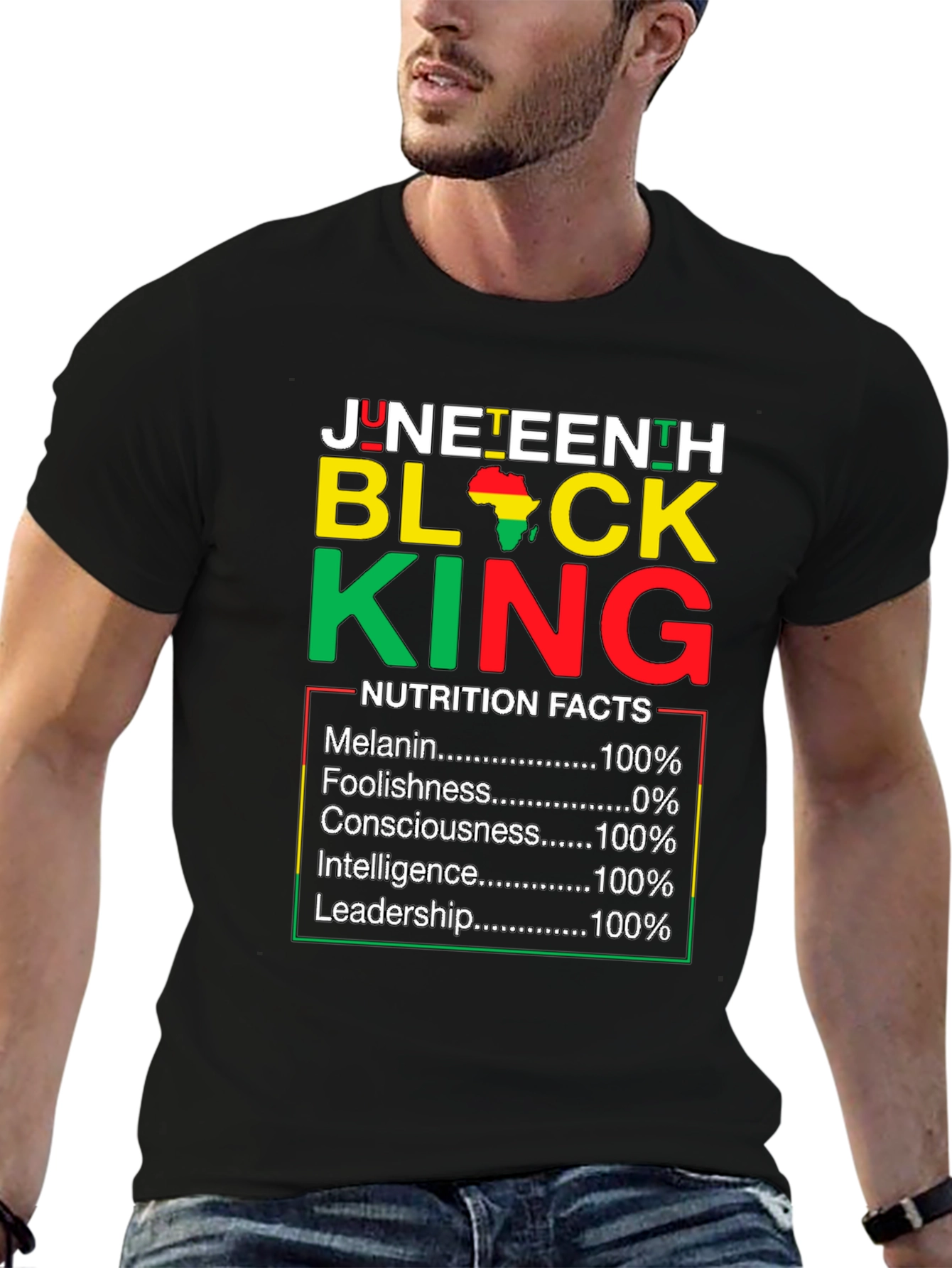Juneteenth Black King Nutrition Facts T-Shirt