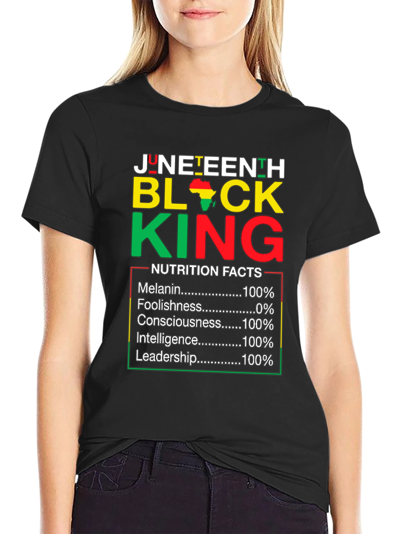 Juneteenth Black King Nutrition Facts T-Shirt