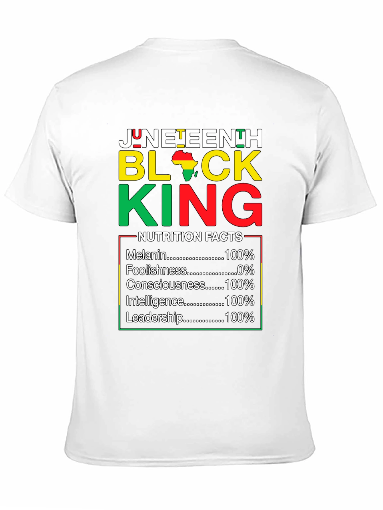 Juneteenth Black King Nutrition Facts T-Shirt