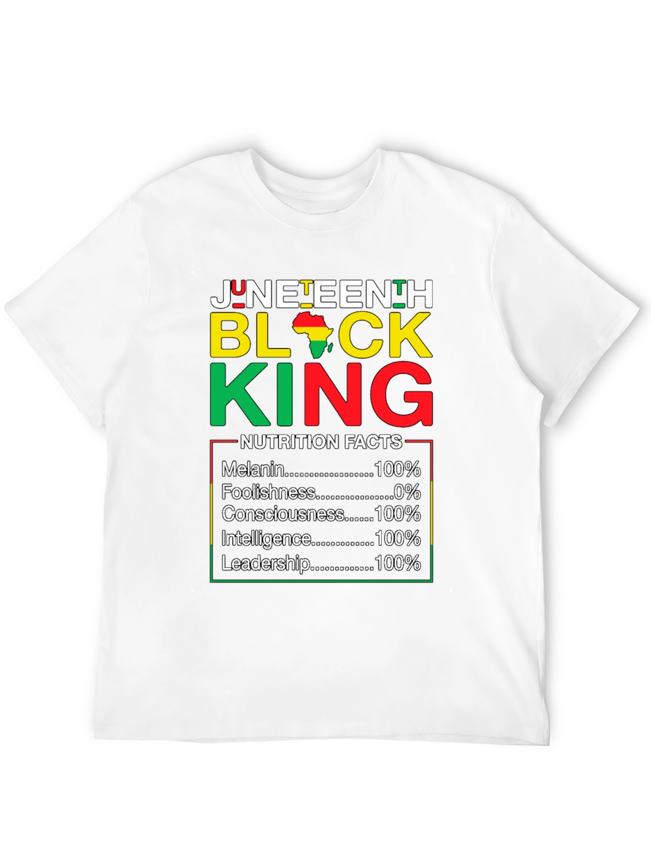 Juneteenth Black King Nutrition Facts T-Shirt