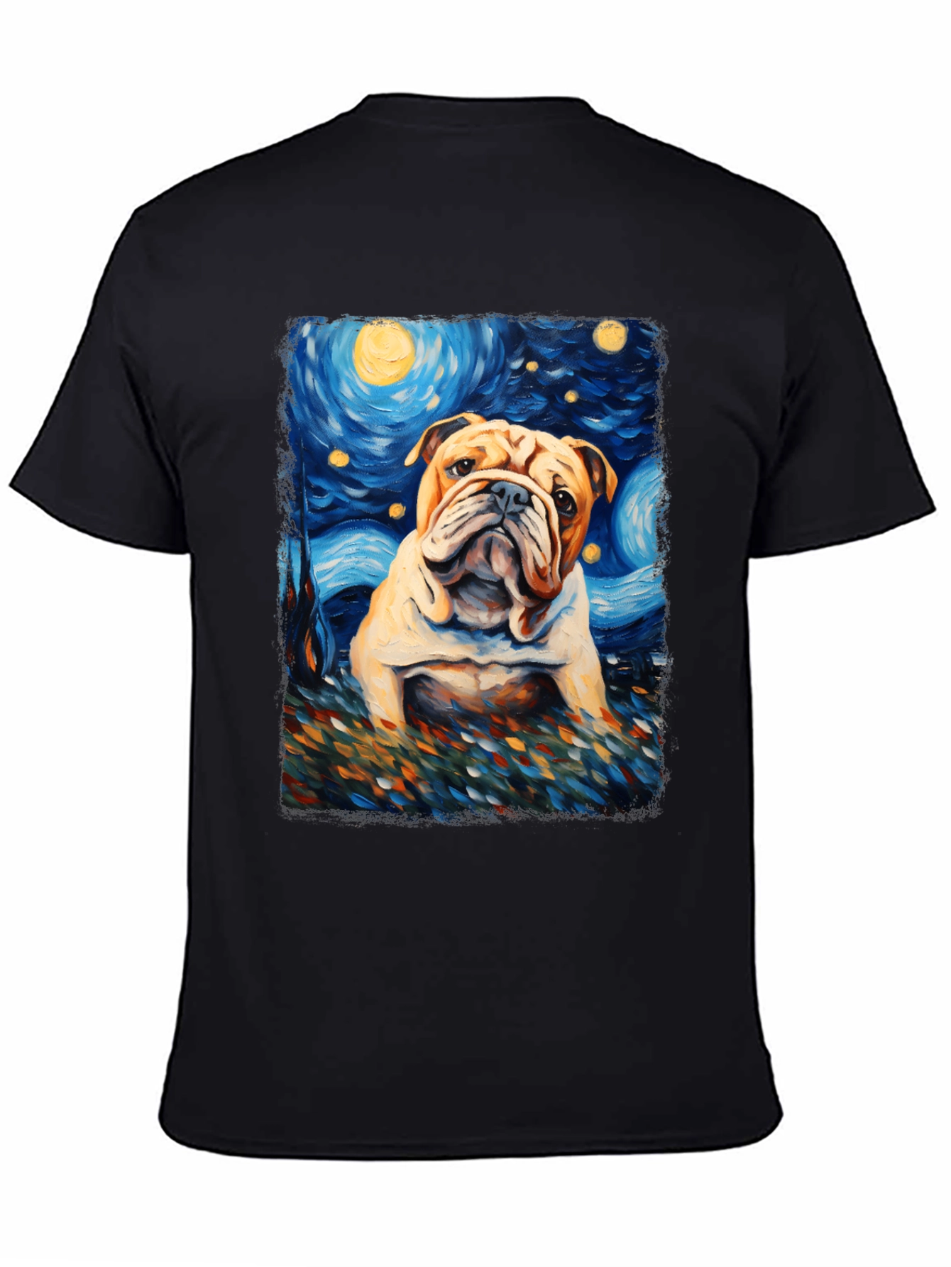 Bulldog Starry Night Art T-Shirt