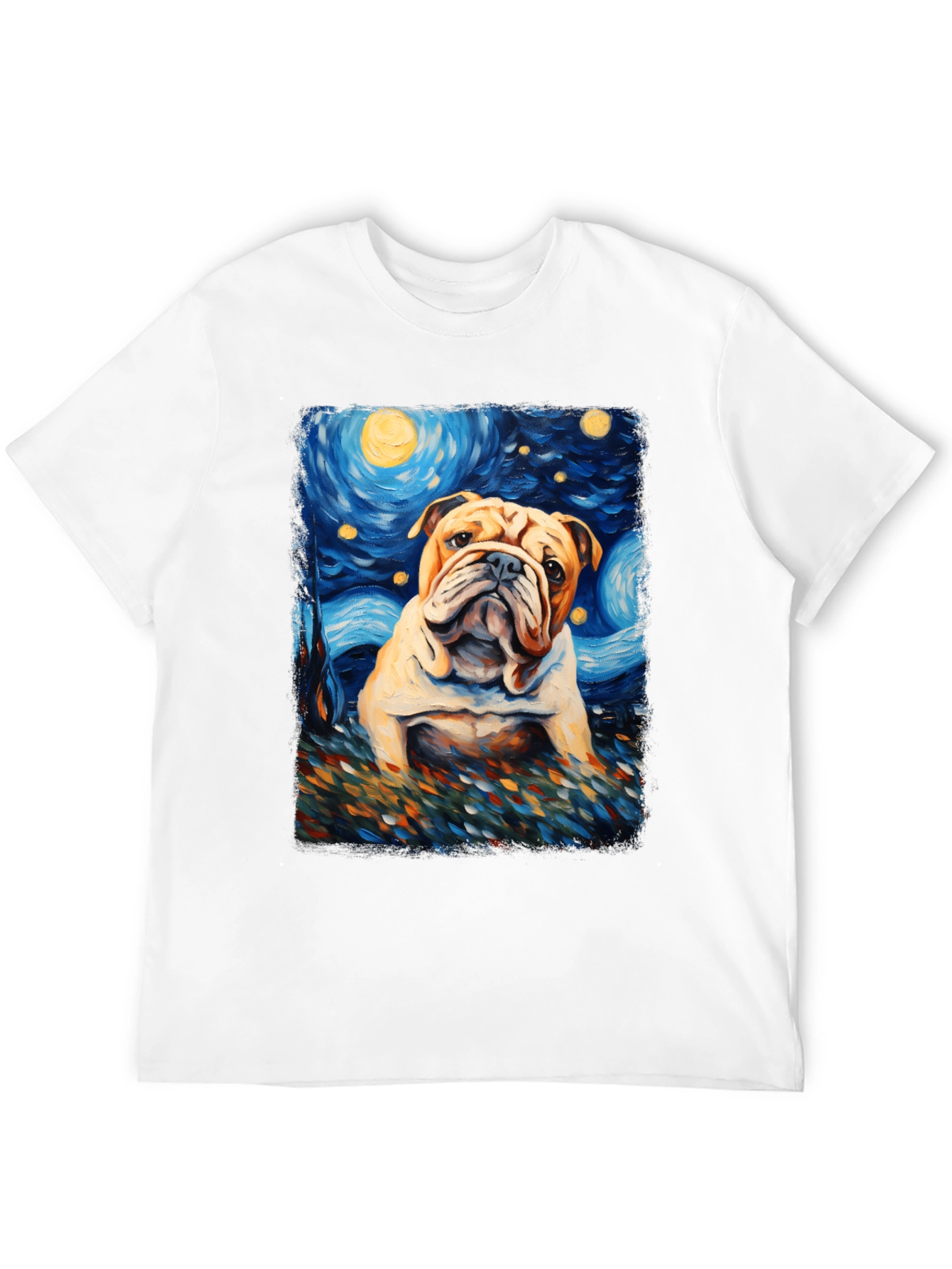 Bulldog Starry Night Art T-Shirt
