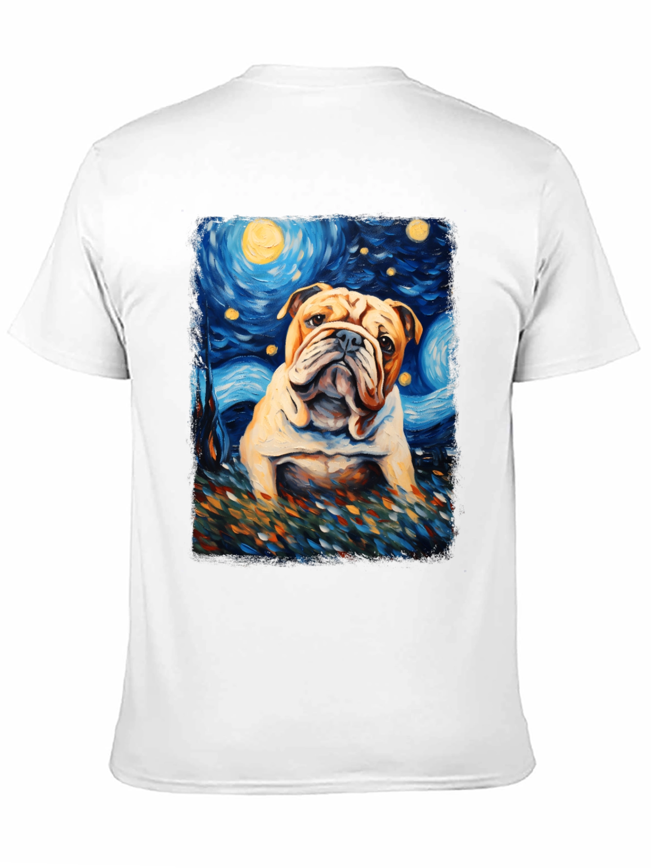 Bulldog Starry Night Art T-Shirt