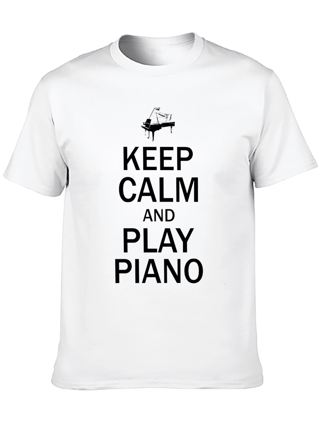 Keep Calm and Play Piano Black Graphic Tee