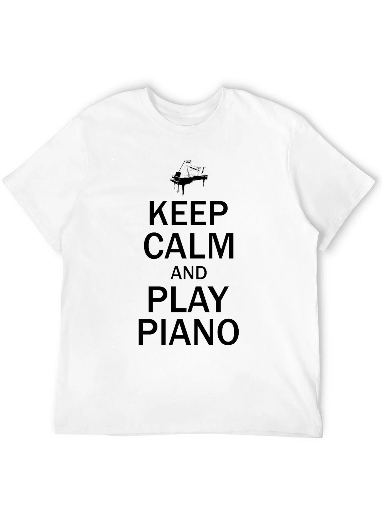 Keep Calm and Play Piano Black Graphic Tee