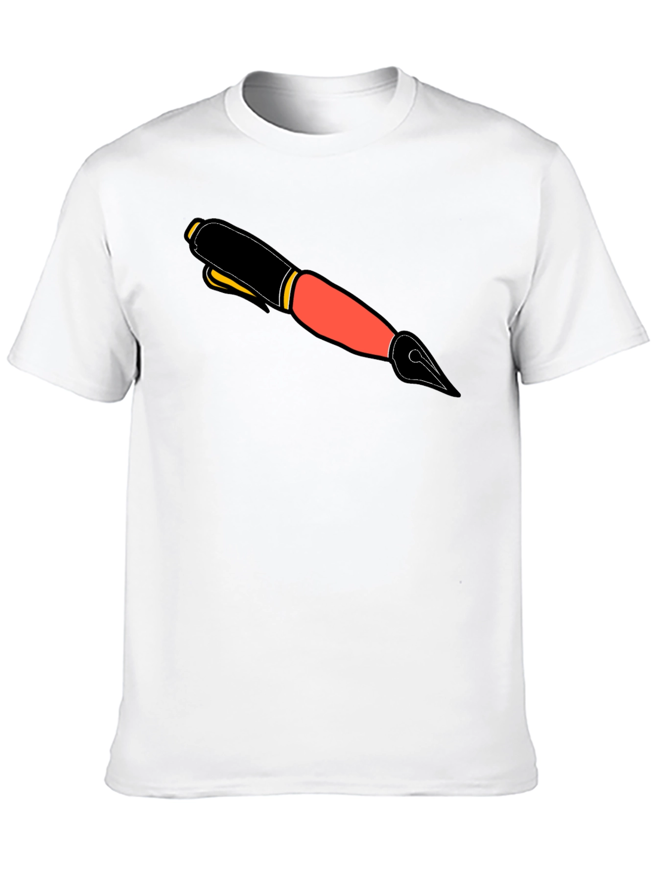 Graphic Tee with Ink Pen Design - Black