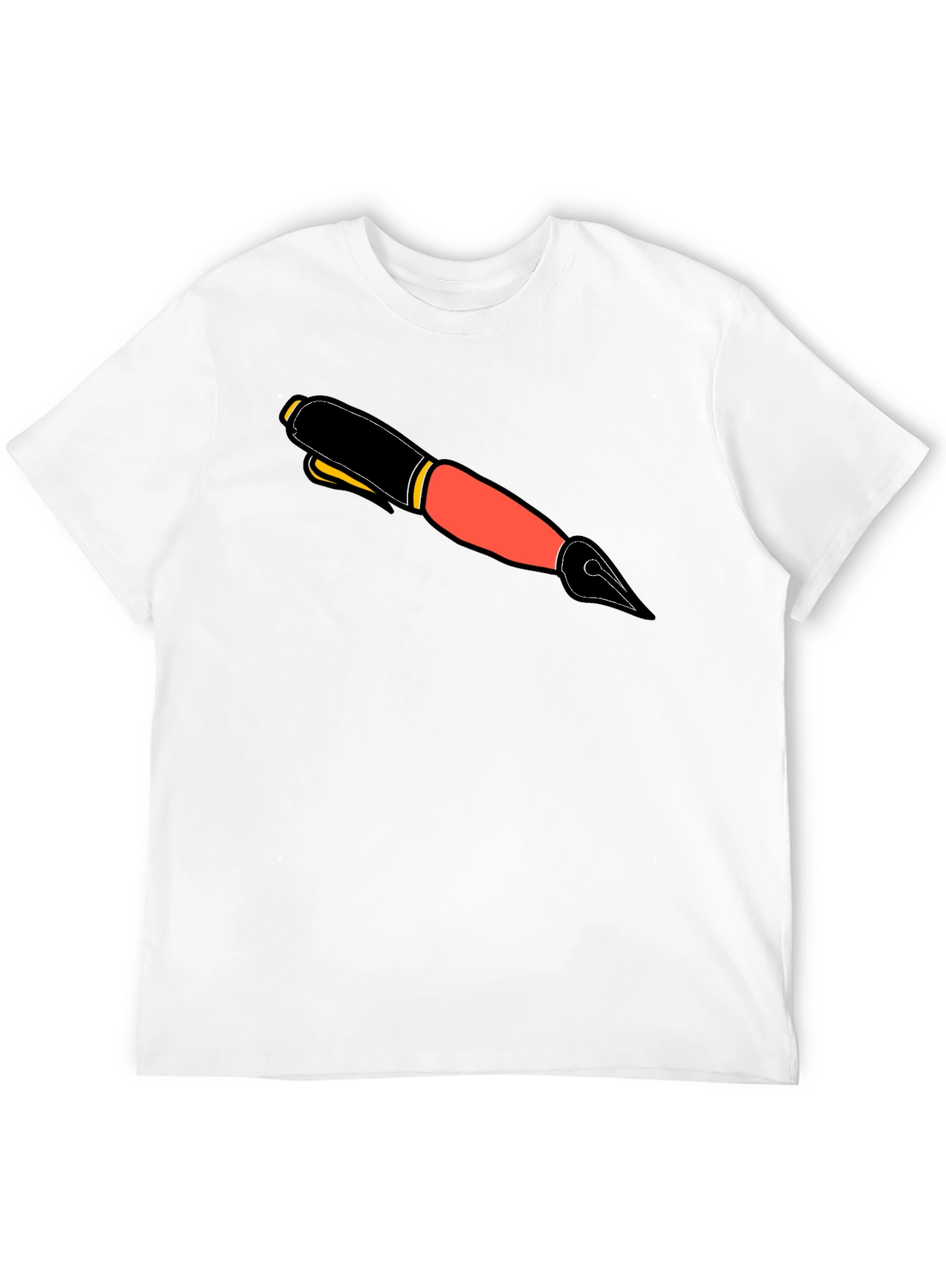Graphic Tee with Ink Pen Design - Black