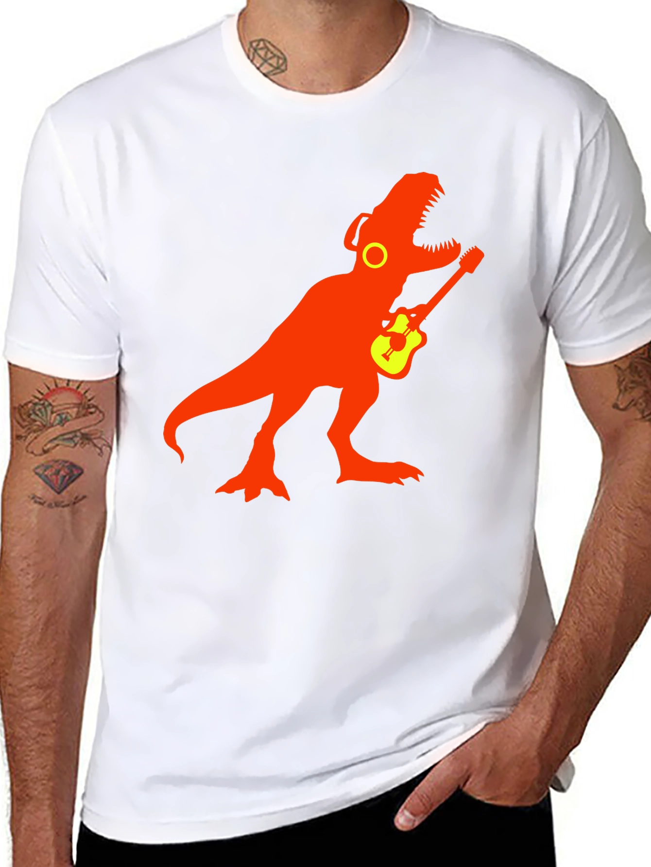 Dinosaur Rock Guitar T-Shirt - Black