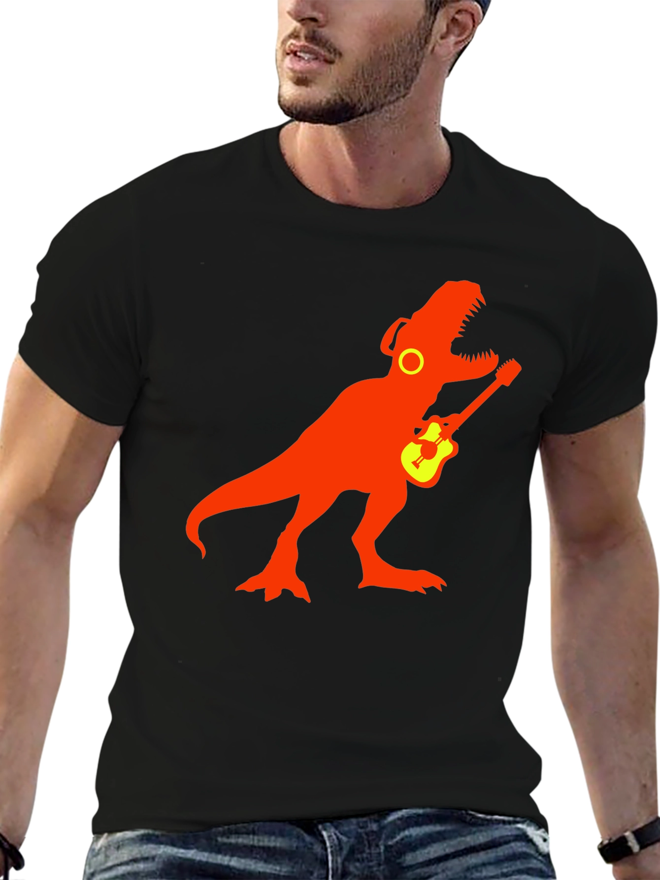 Dinosaur Rock Guitar T-Shirt - Black