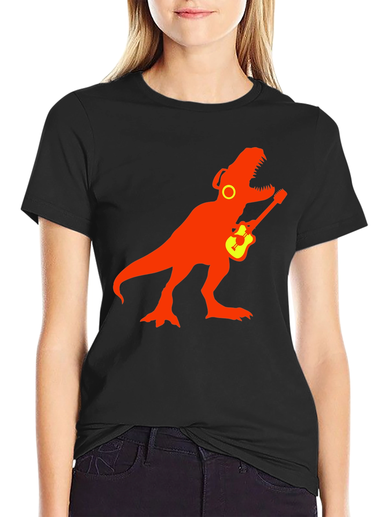 Dinosaur Rock Guitar T-Shirt - Black