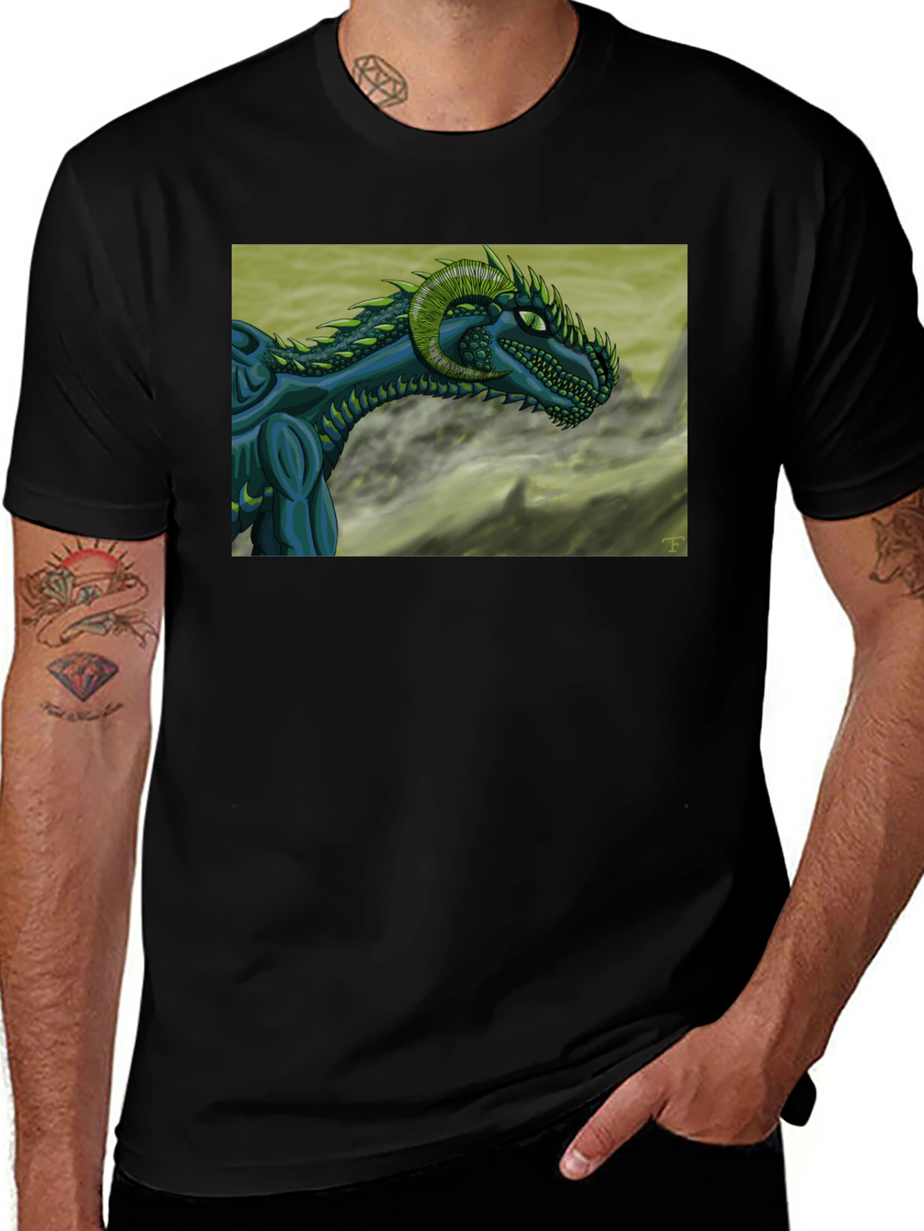 Dragon Graphic T-Shirt - Black Cotton Tee