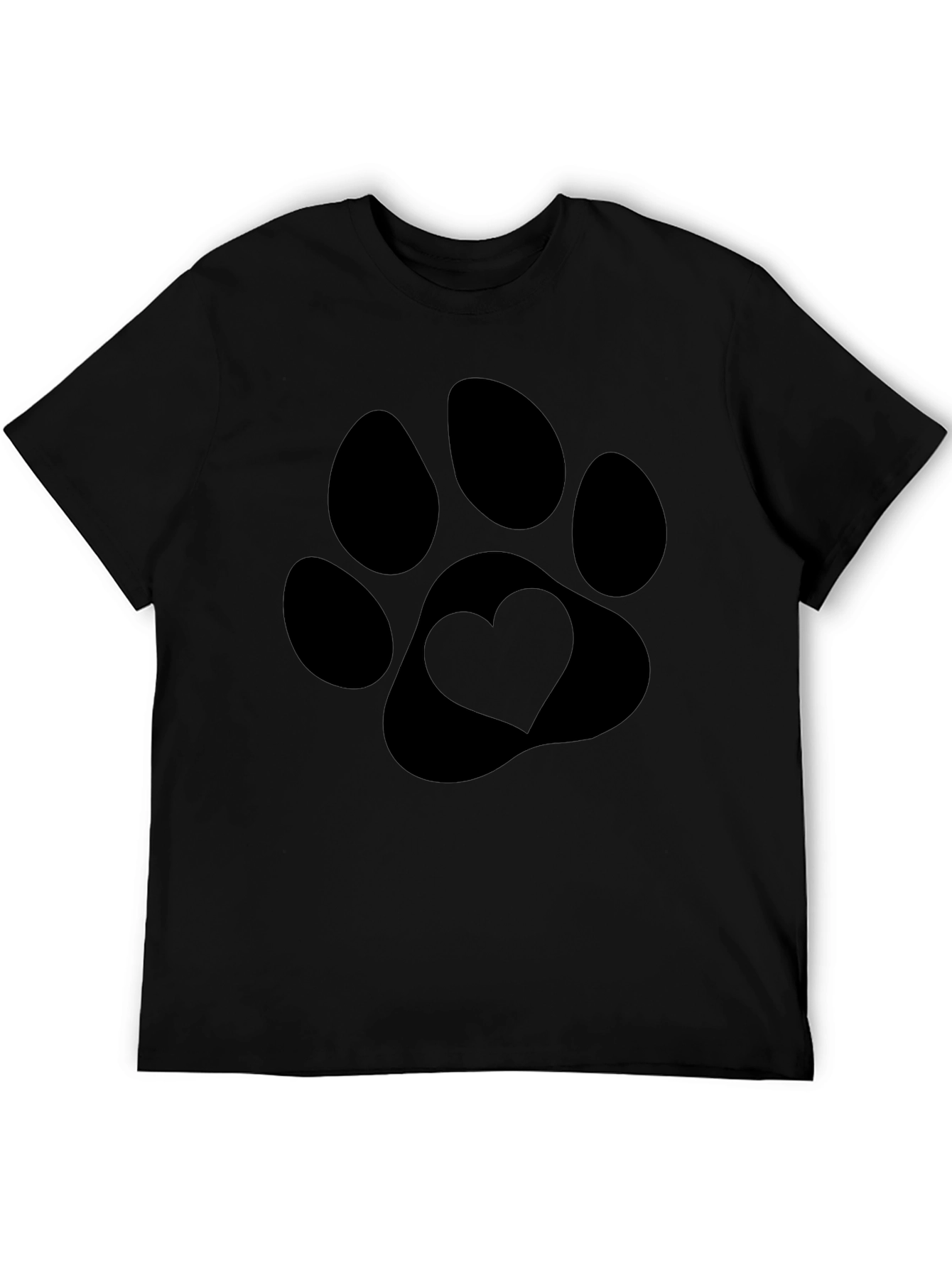 Heart Paw Print Black T-Shirt
