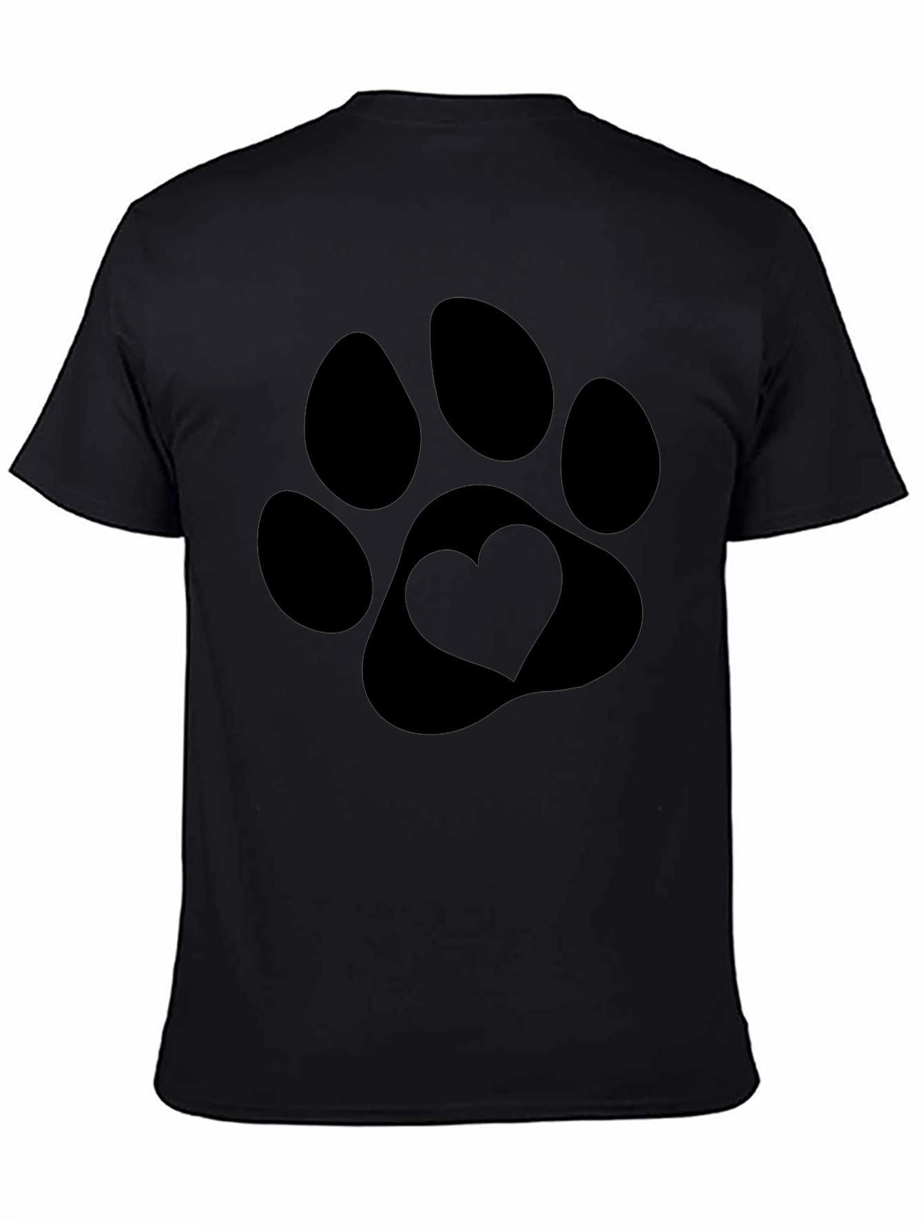 Heart Paw Print Black T-Shirt