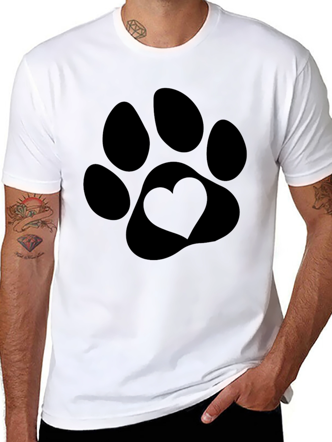 Heart Paw Print Black T-Shirt