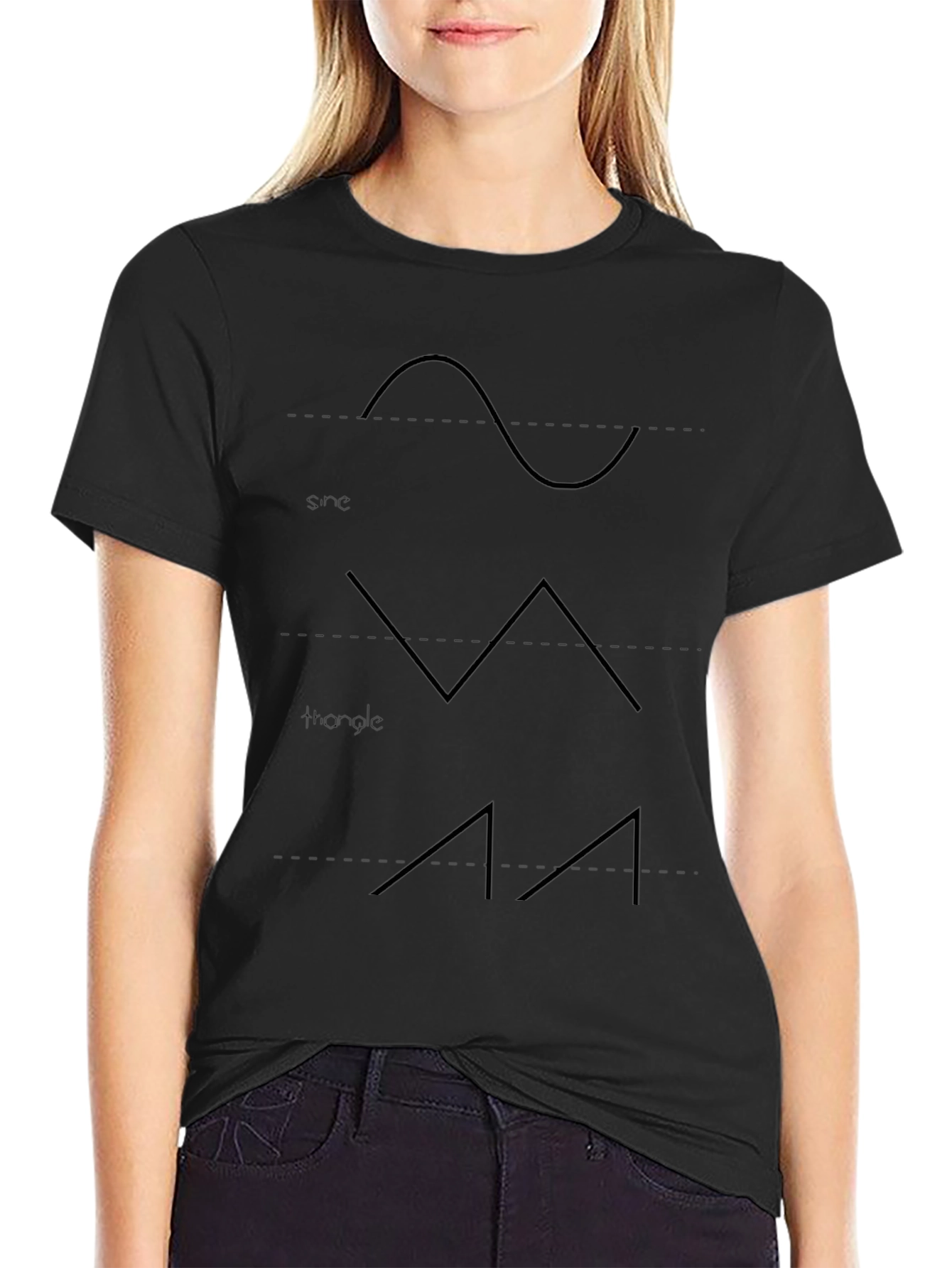 Sine Triangle Wave T-Shirt - Black Graphic Tee